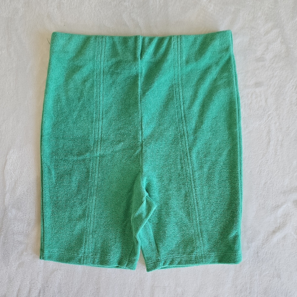 TopShop Terry Cloth Biker Shorts Green Bermudas Bicycle size 8 US (12 UK)
